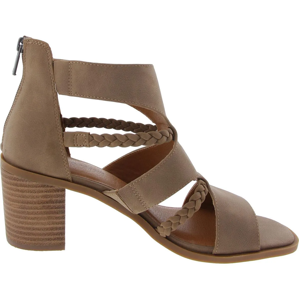 Tulina Womens Woven Faux Leather Block Heel