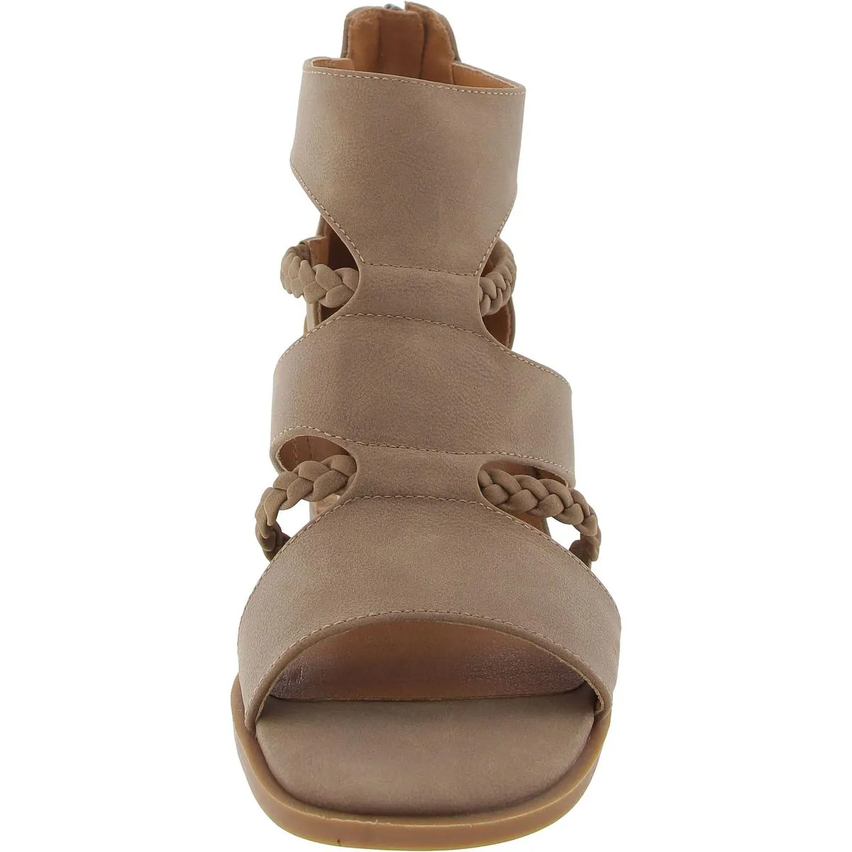 Tulina Womens Woven Faux Leather Block Heel