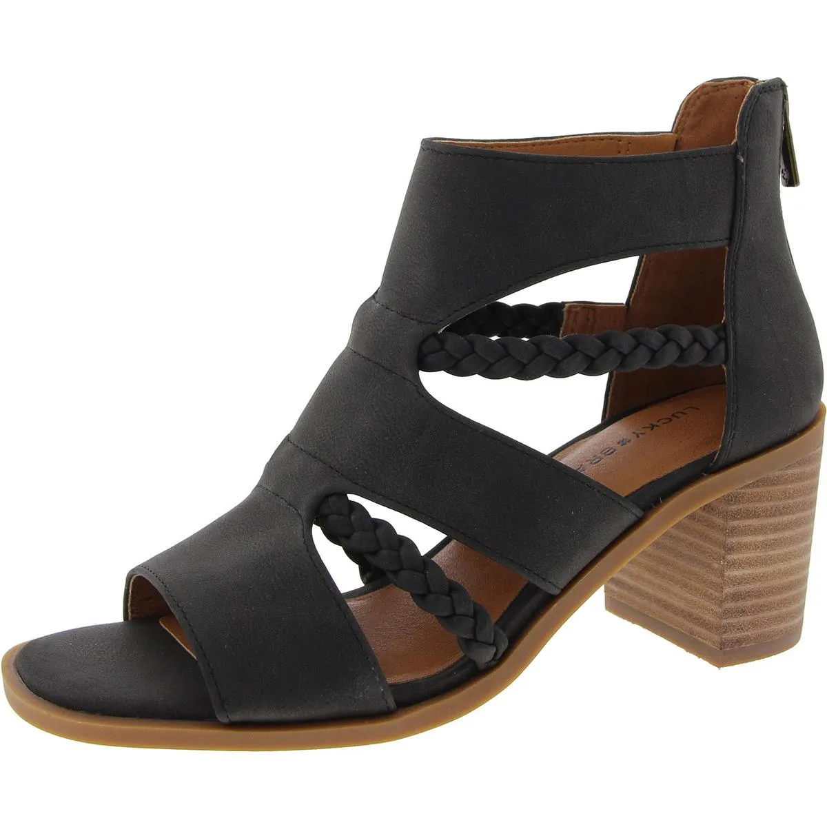 Tulina Womens Woven Faux Leather Block Heel