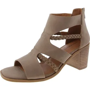 Tulina Womens Woven Faux Leather Block Heel