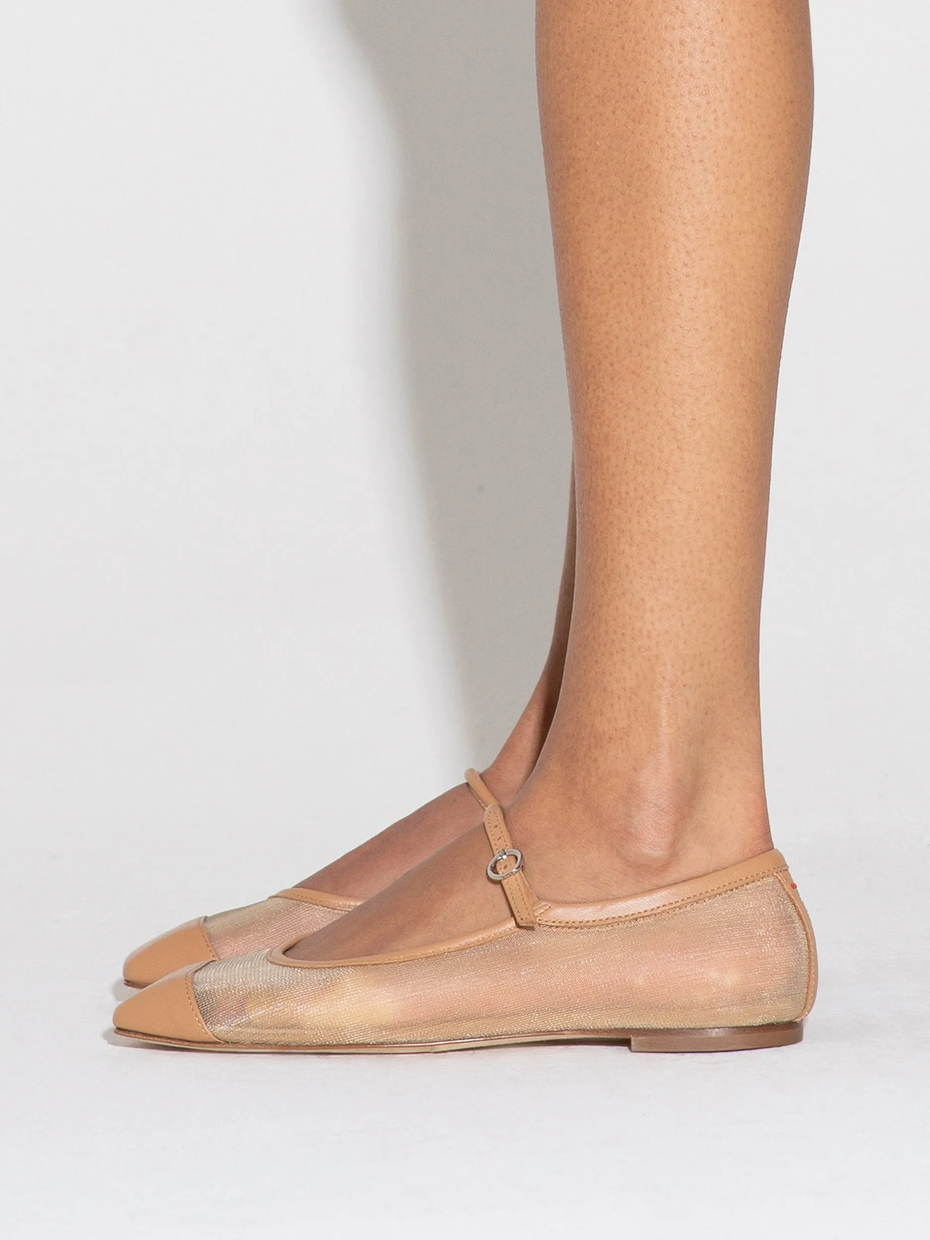 Uma Mesh Toe-Cap Mary-Jane Flats