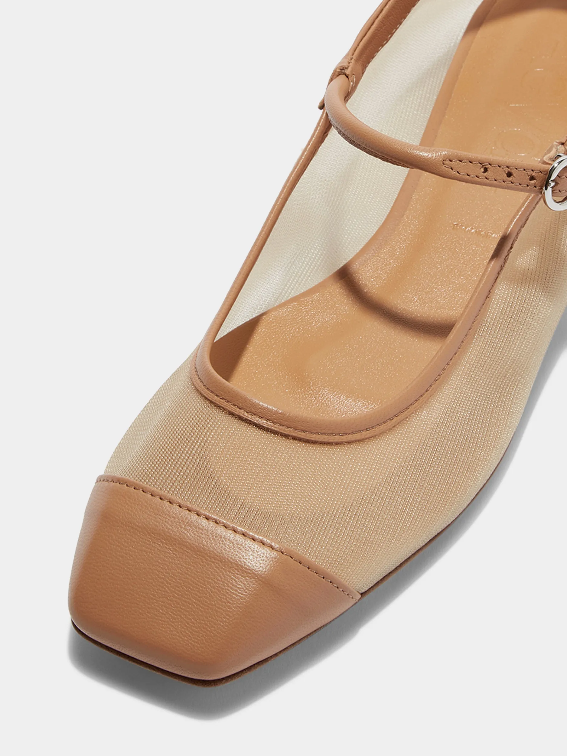 Uma Mesh Toe-Cap Mary-Jane Flats