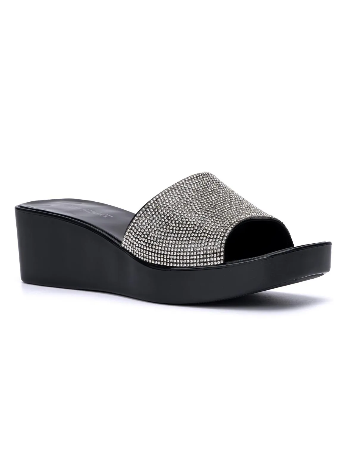 Wendy Womens Embellished Slip-On Wedge Sandals