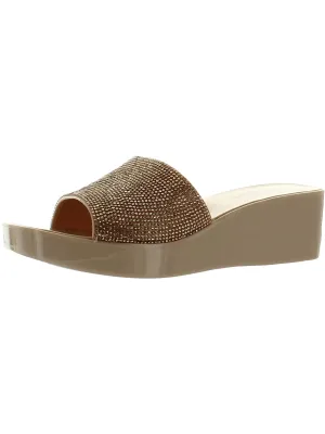 Wendy Womens Embellished Slip-On Wedge Sandals