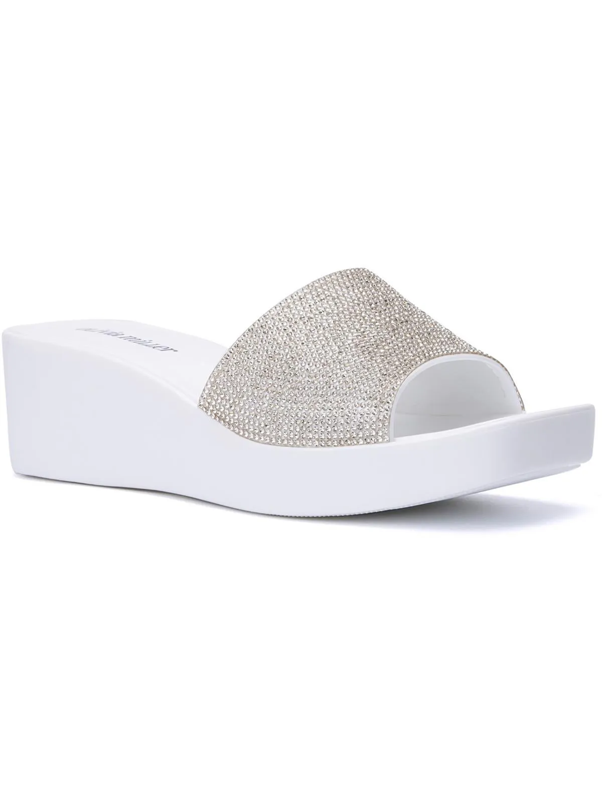 Wendy Womens Embellished Slip-On Wedge Sandals