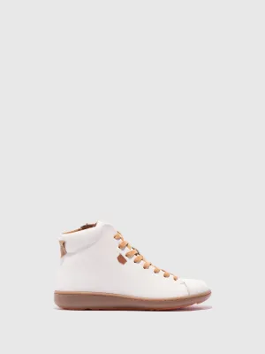 White Lace-up Ankle Boots