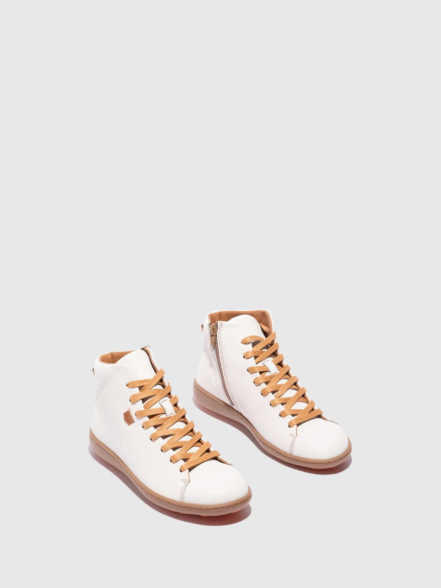 White Lace-up Ankle Boots