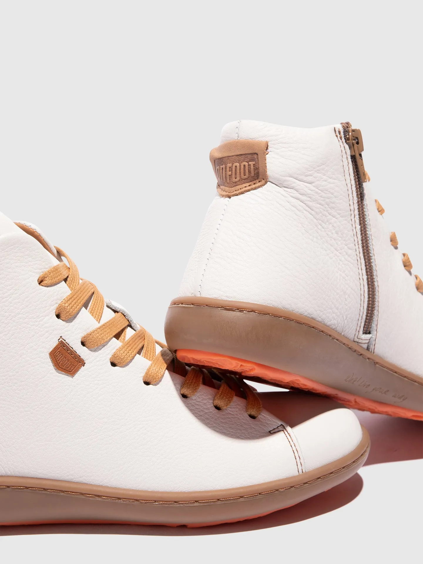 White Lace-up Ankle Boots
