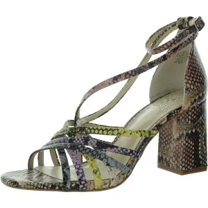 Winivey Womens Leather Embossed Ankle Strap