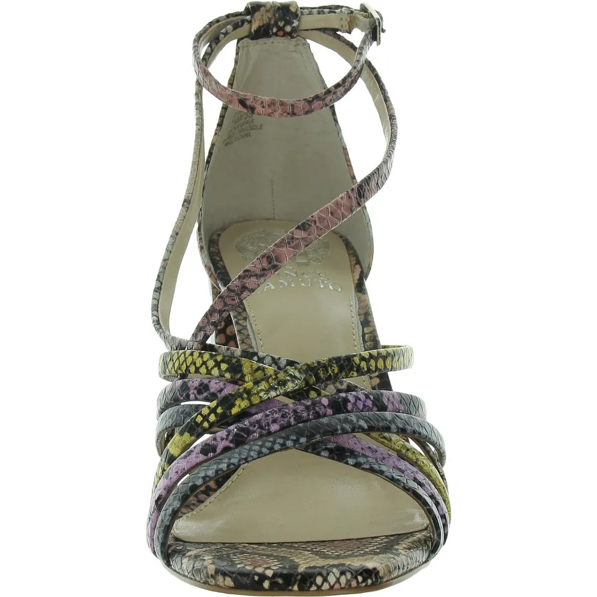 Winivey Womens Leather Embossed Ankle Strap
