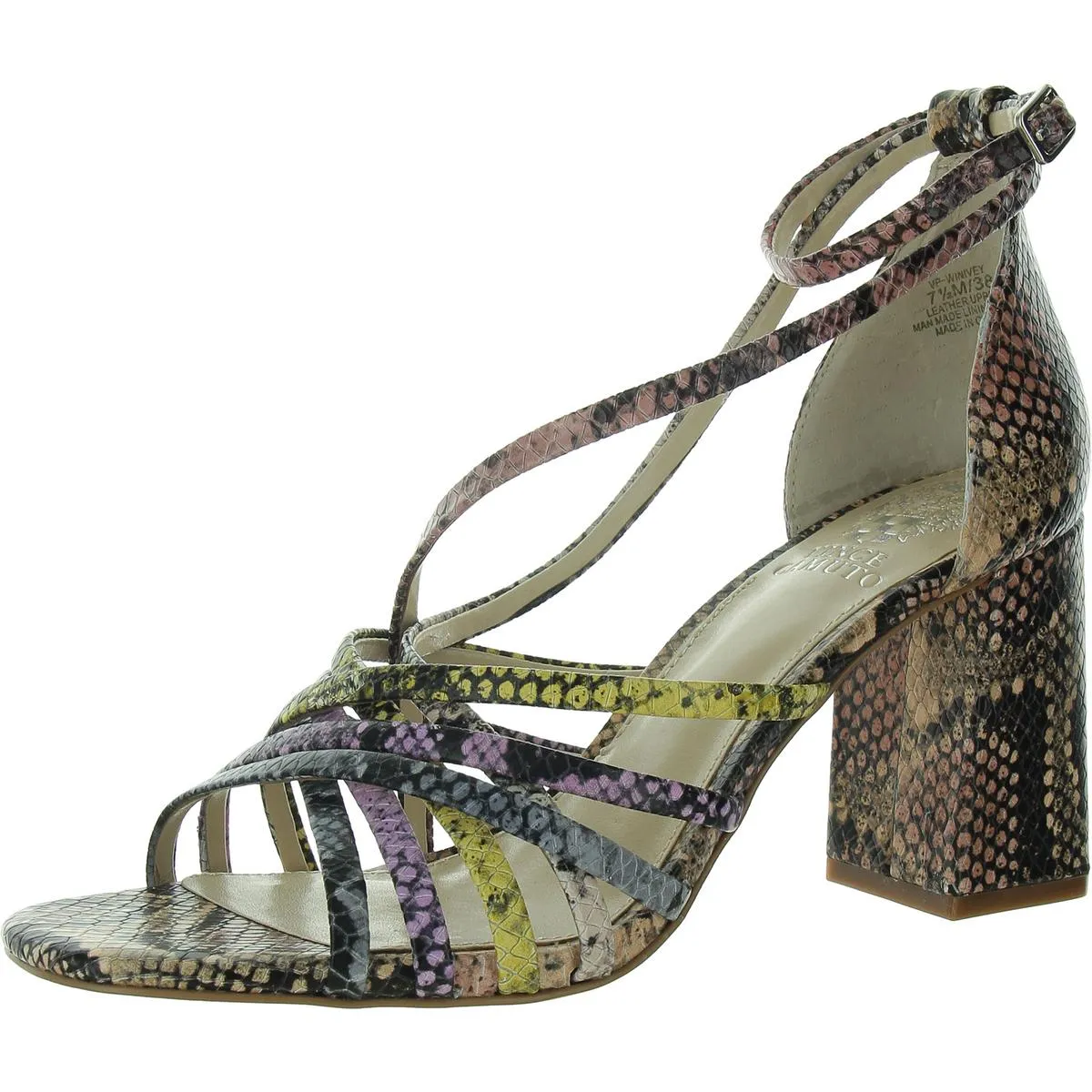 Winivey Womens Leather Embossed Ankle Strap