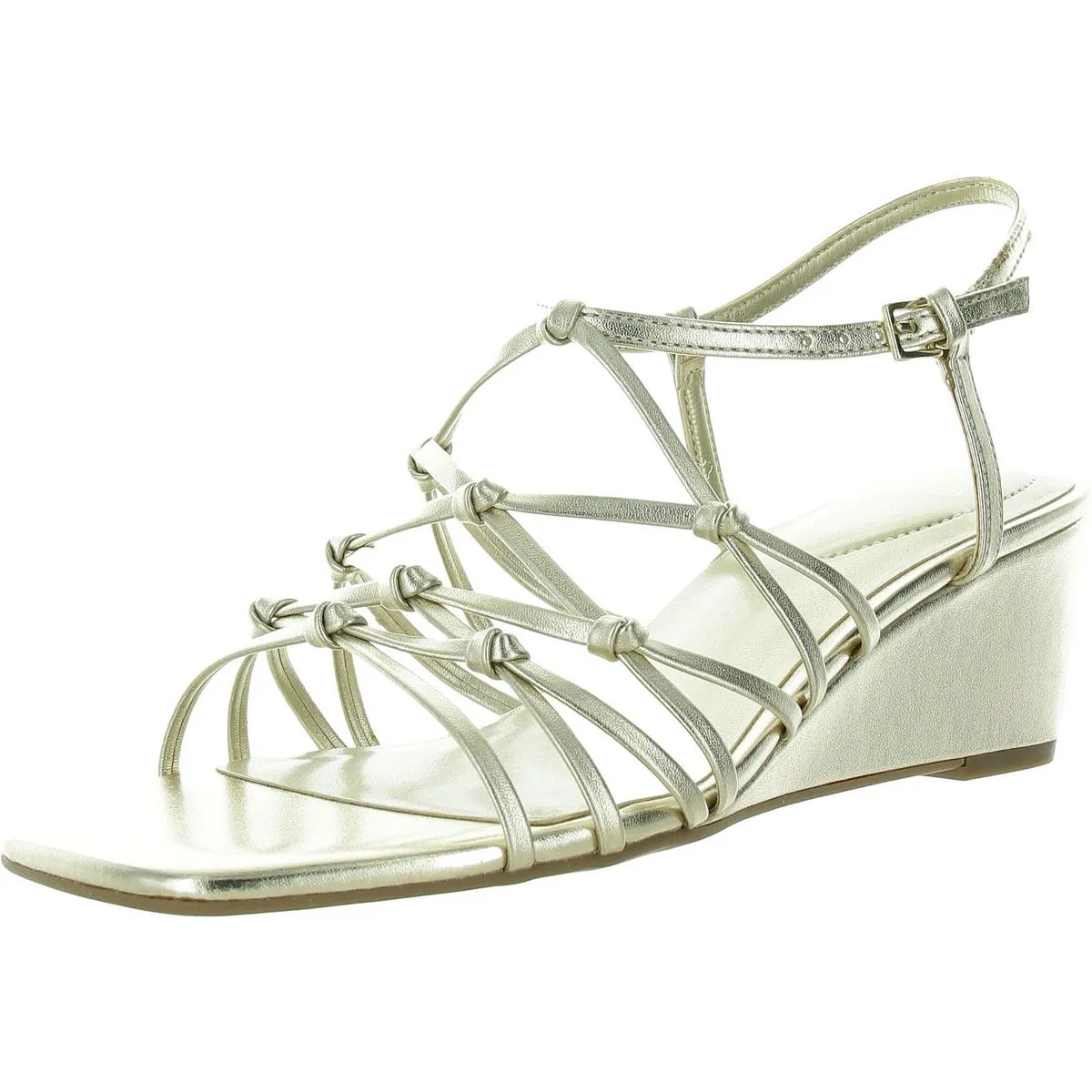Womens Adjustable Faux Leather Wedge Sandals
