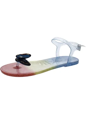 Womens Ankle Strap Flat Jelly Sandals