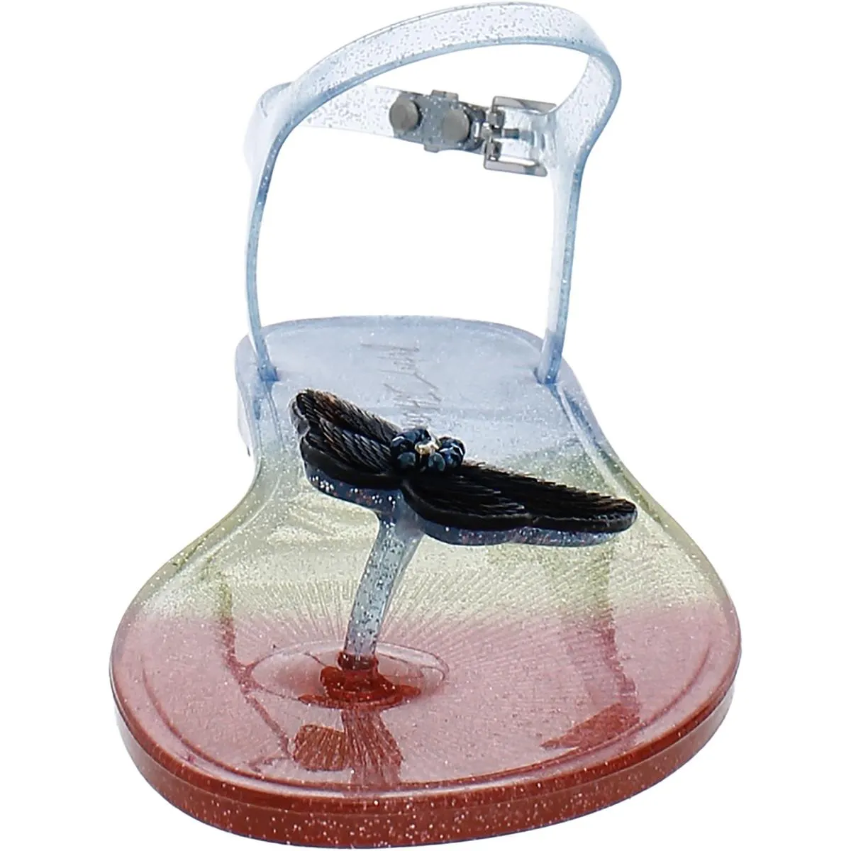 Womens Ankle Strap Flat Jelly Sandals