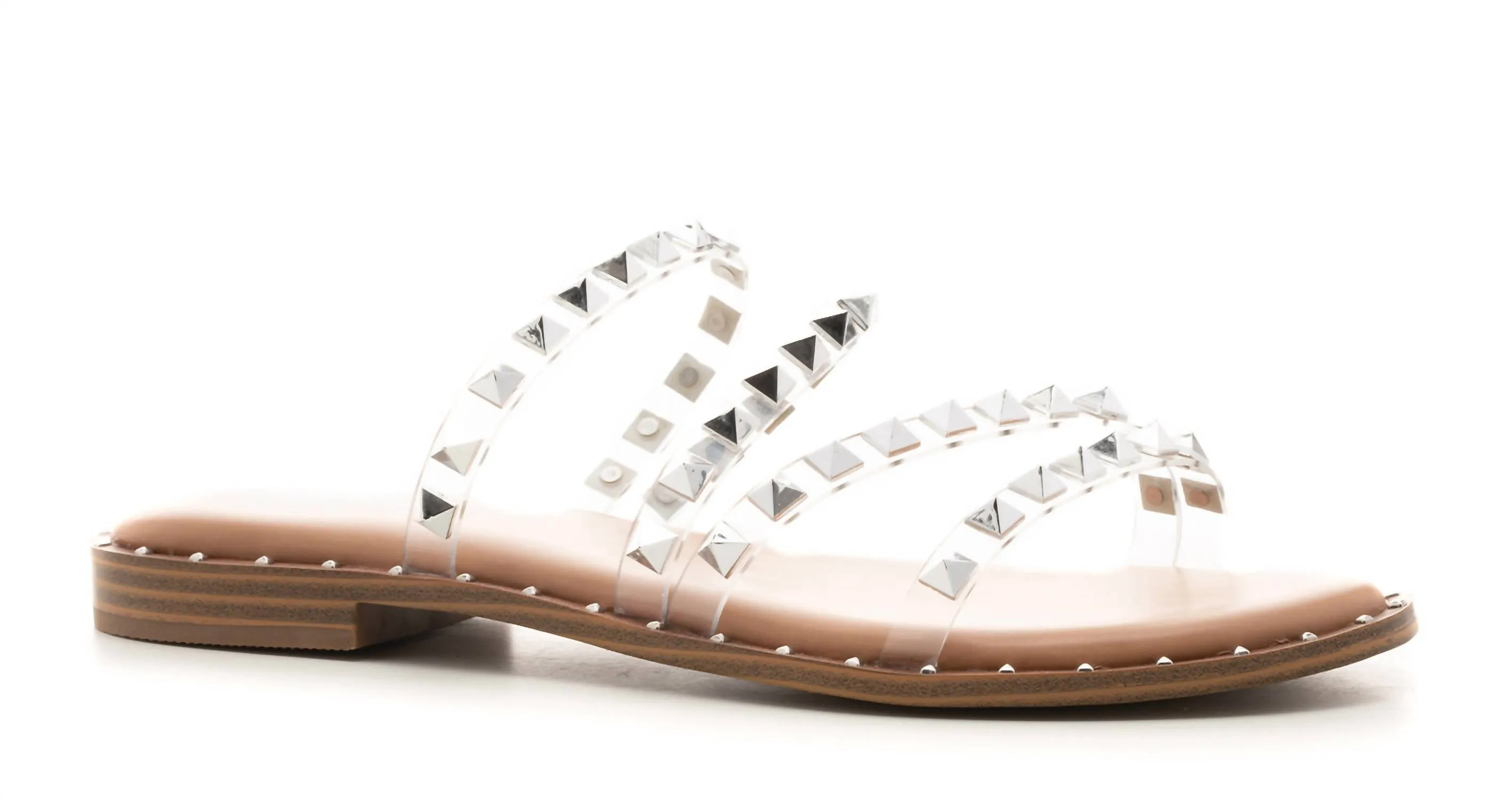 Women's Beach Please Studded Sandals In Clear