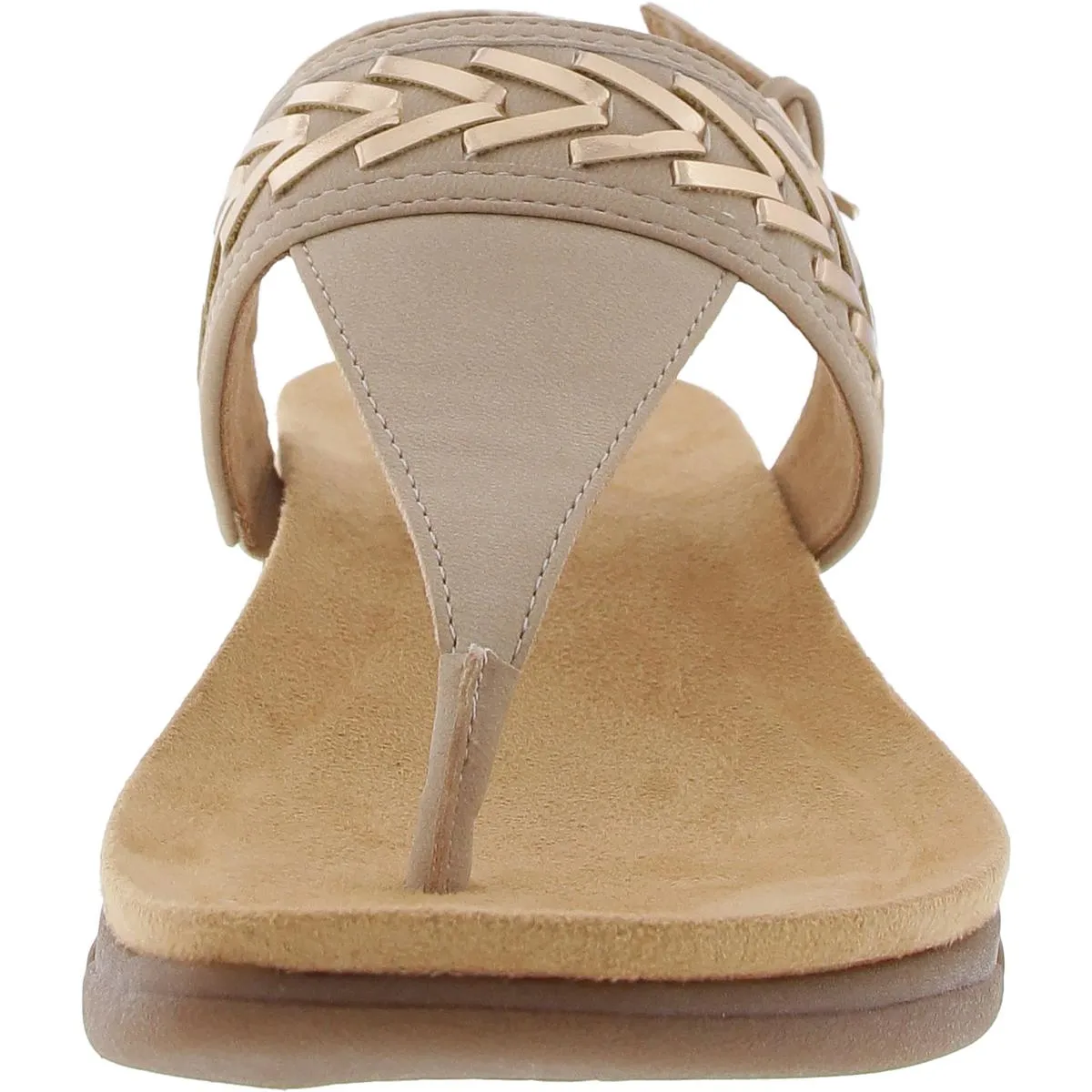 Womens Buckle Man Made Flip-Flops