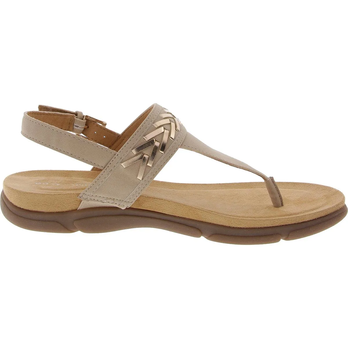 Womens Buckle Man Made Flip-Flops
