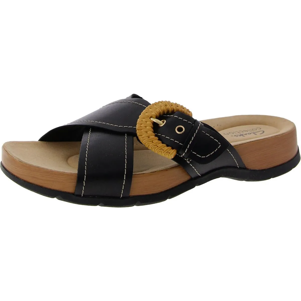Womens Buckle Slide Sandals