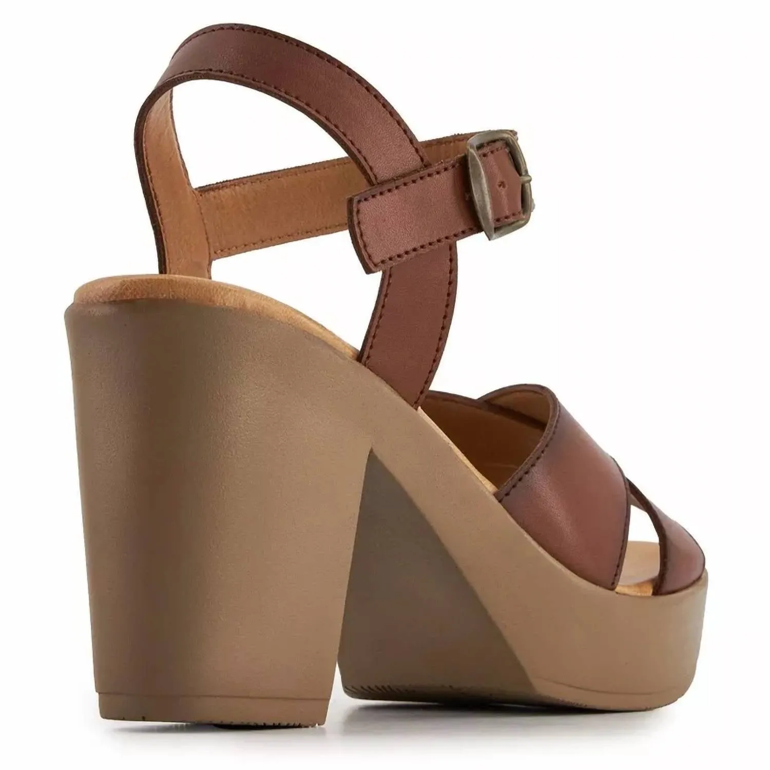 Women's Comfort Classic Heel Ankle Strap Sandals In Brown