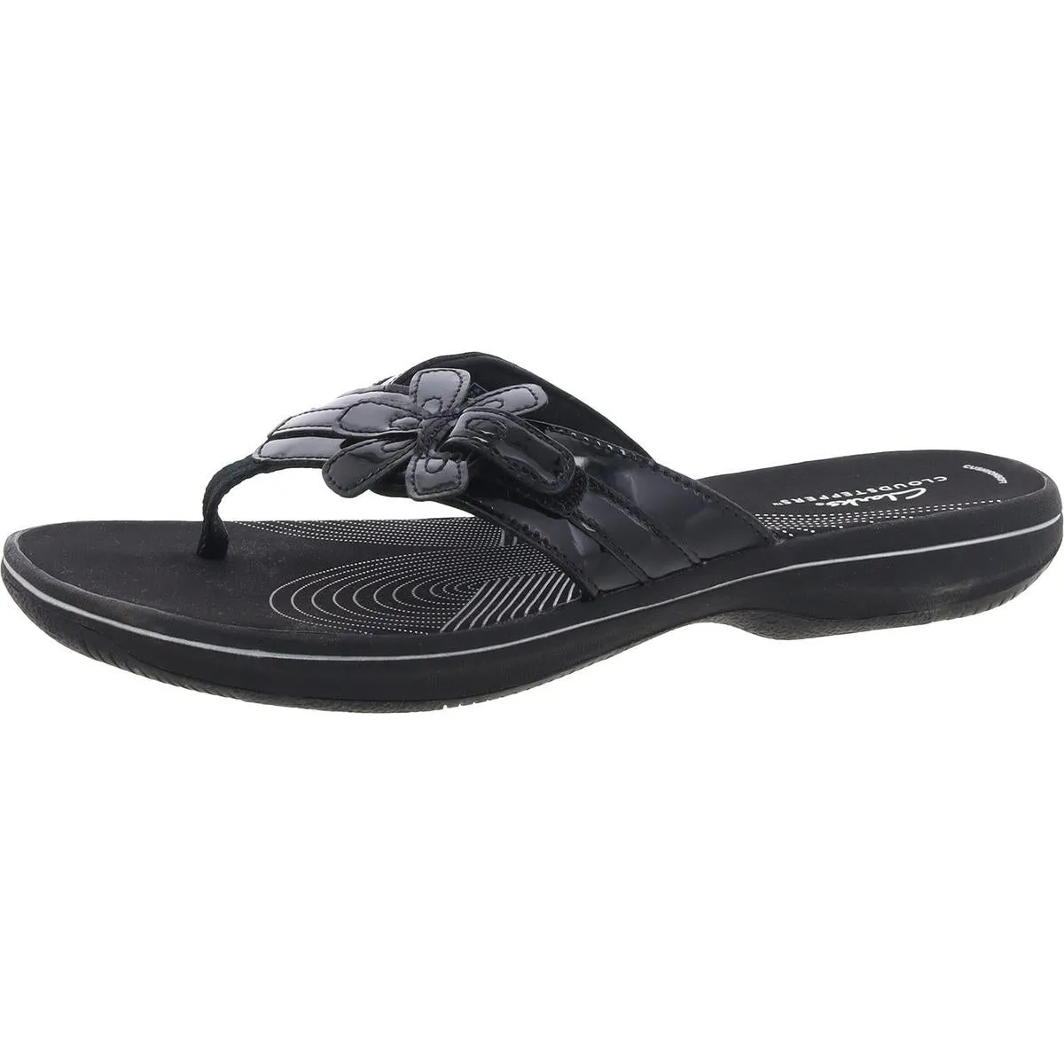 Womens Comfort Insole Faux Leather Flip-Flops