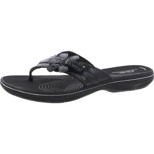 Womens Comfort Insole Faux Leather Flip-Flops