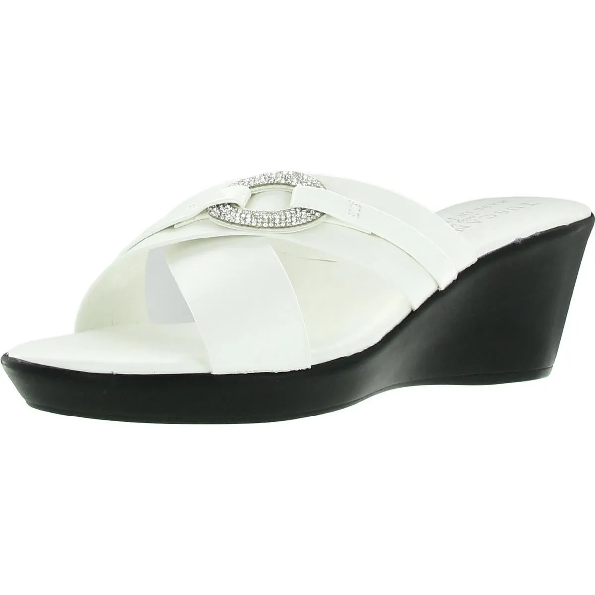 Womens Comfort Insole Faux Leather Wedge Sandals