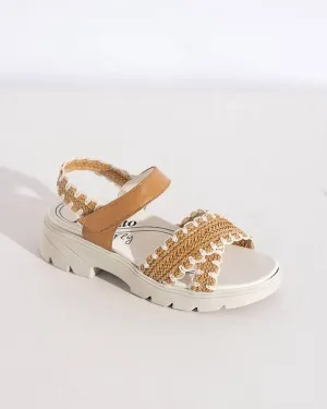 Women's Crochet Sandals In Tan