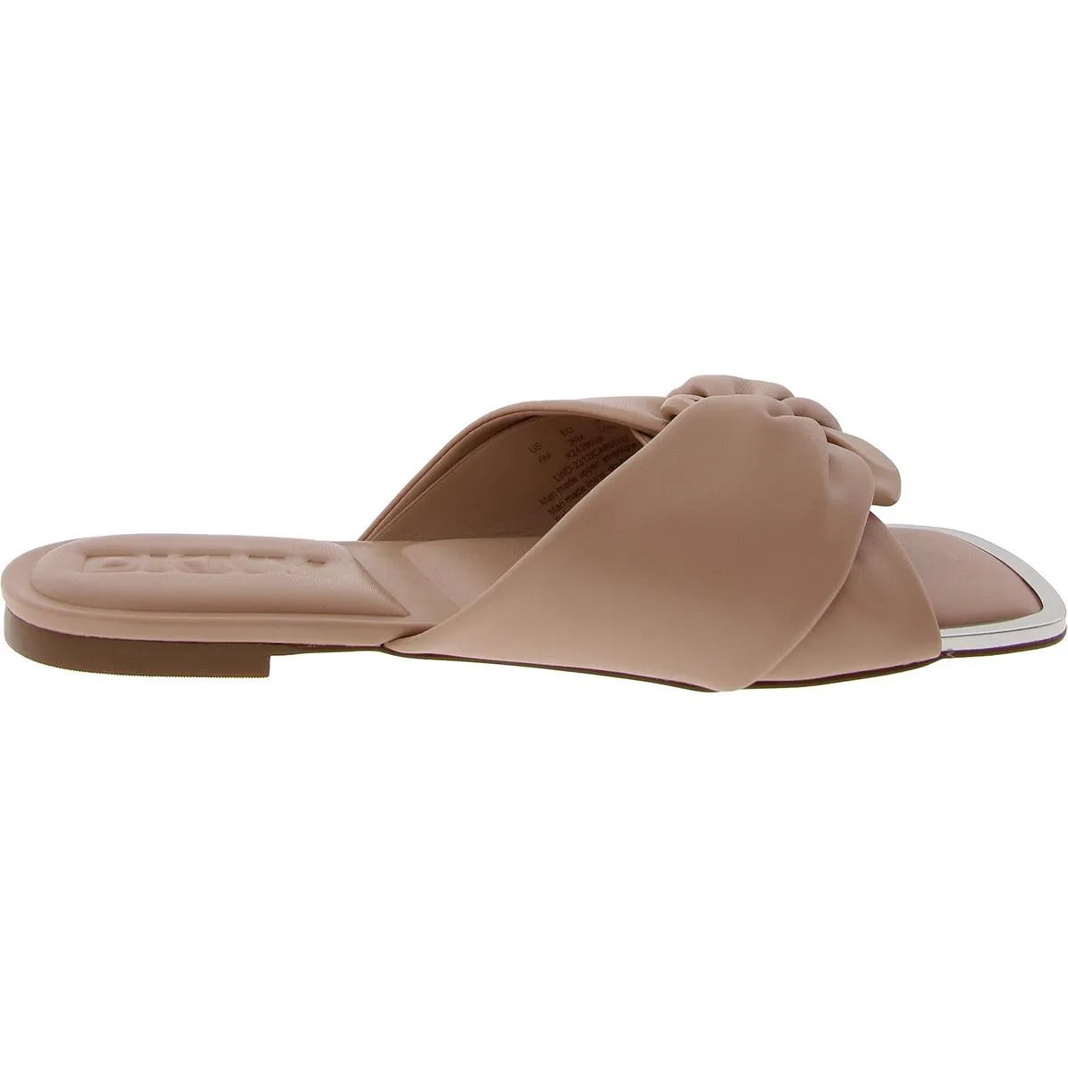 Womens Embellished Faux Leather Slide Sandals