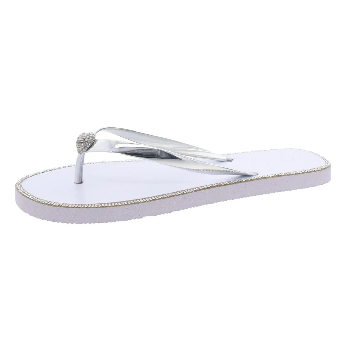 Womens Embellished Manmade Flip-Flops