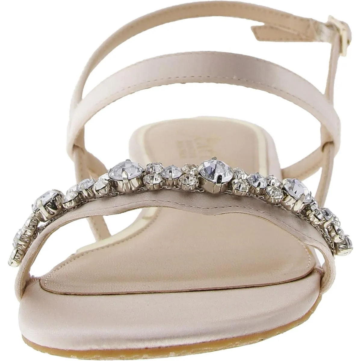 Womens Embellished Satin Slingback Sandals