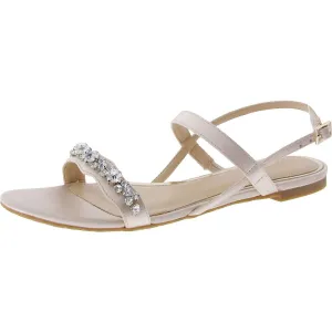 Womens Embellished Satin Slingback Sandals