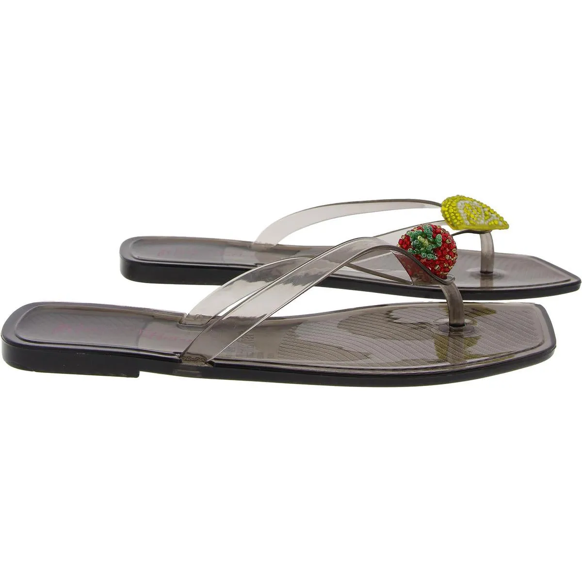 Womens Embellished Thong Slide Sandals