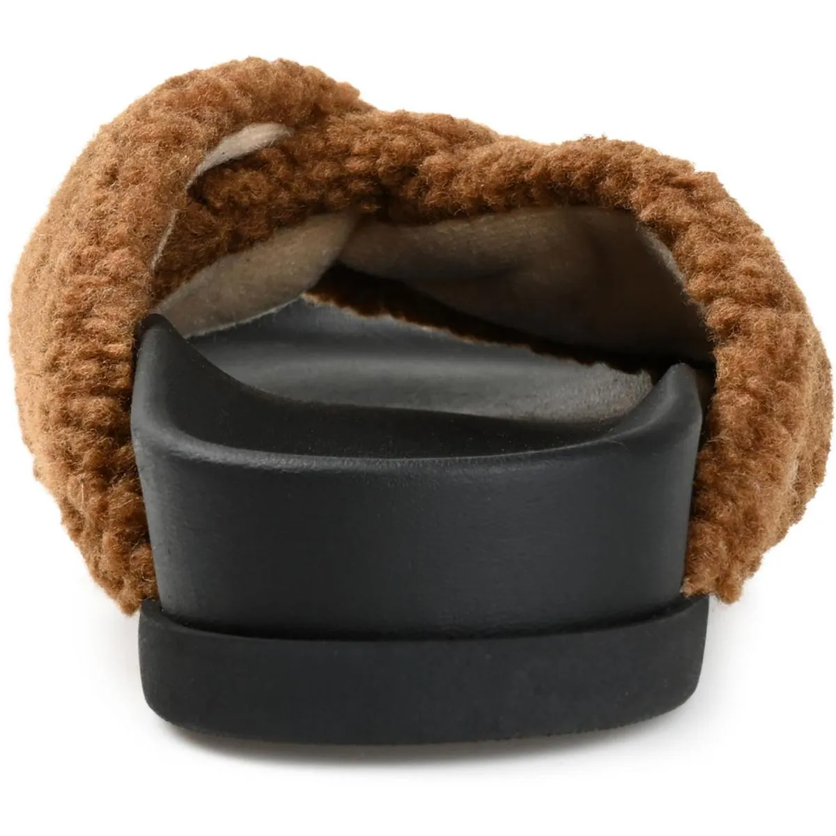 Womens Faux Fur Slip On Slide Sandals