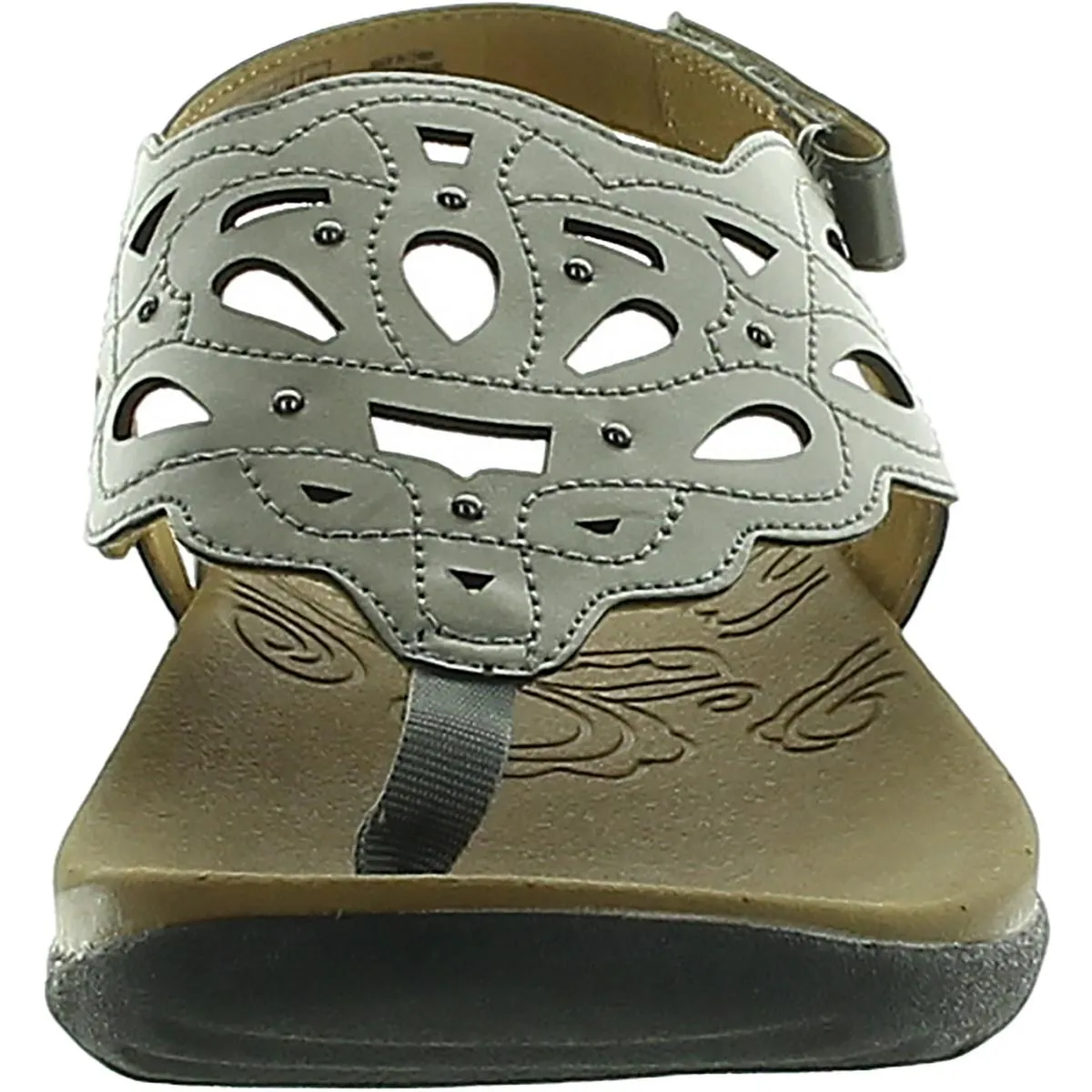 Womens Faux Leather Adjustable Thong Sandals