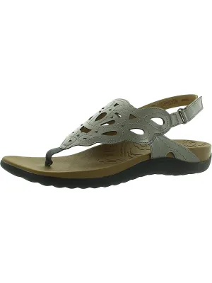 Womens Faux Leather Adjustable Thong Sandals