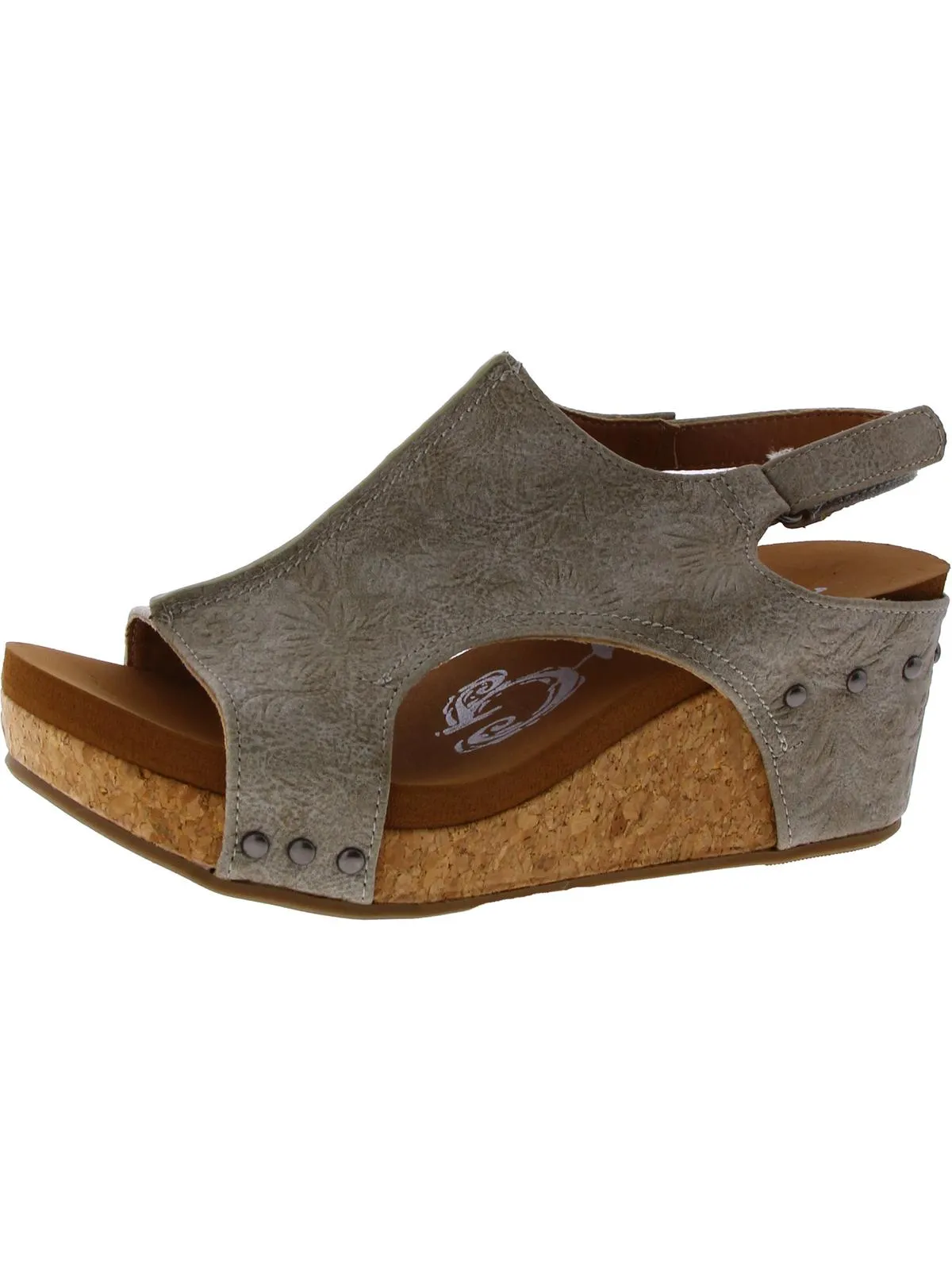Womens Faux Leather Adjustable Wedge Sandals