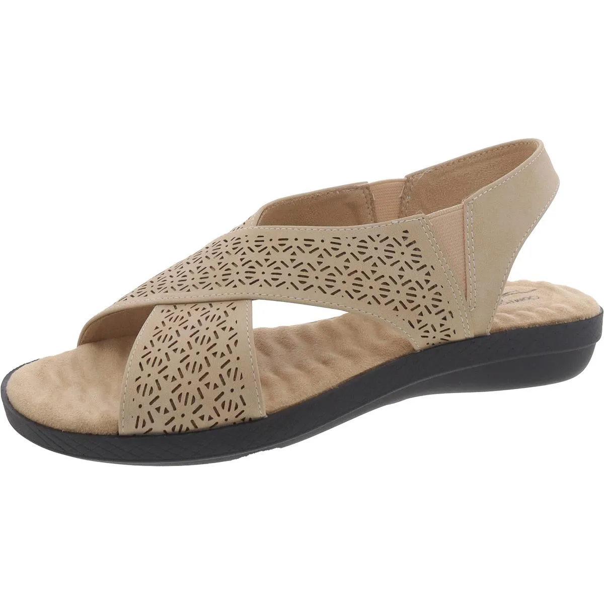 Womens Faux Leather Cushioned Footbed Slingback Sandals