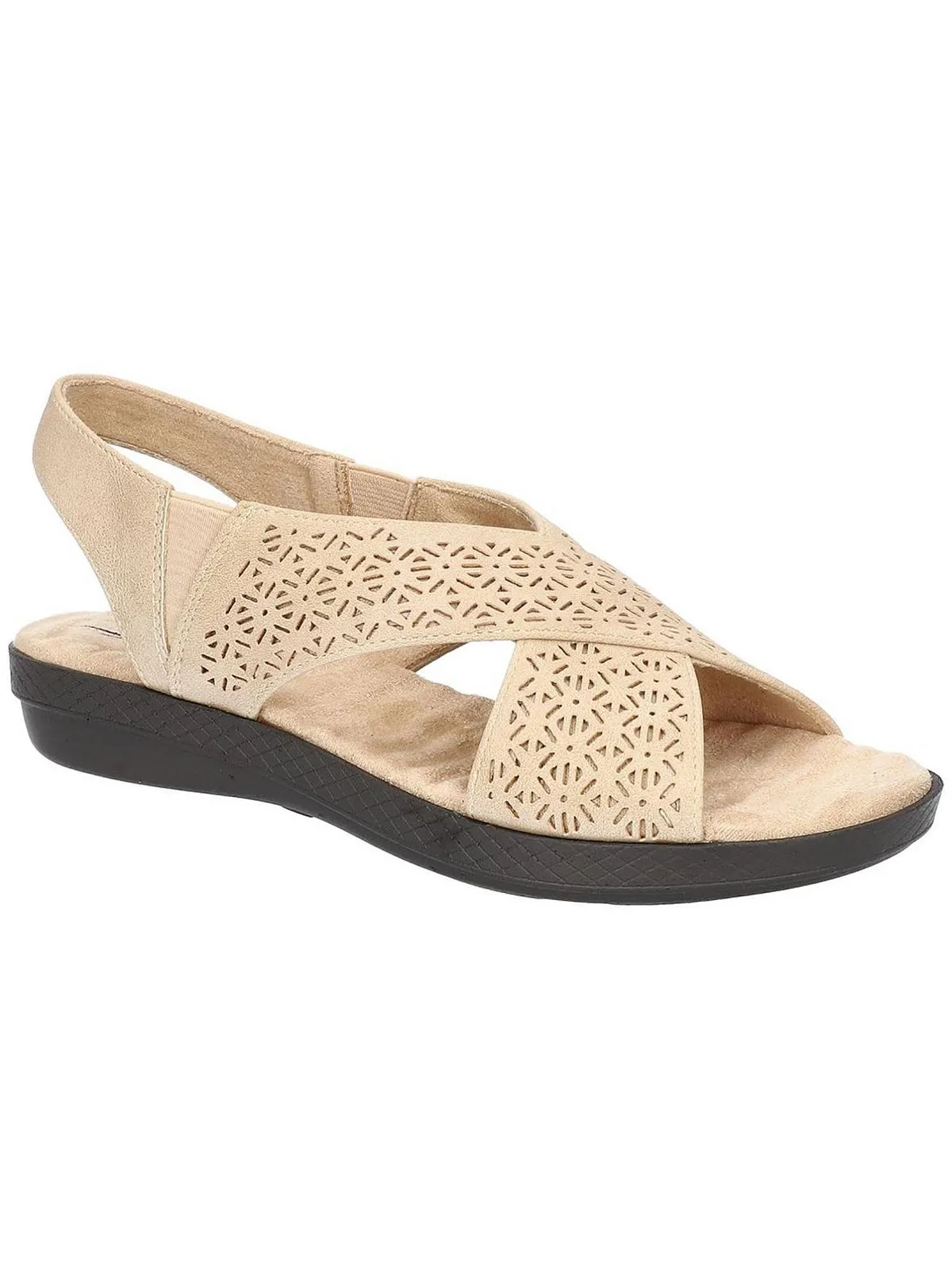 Womens Faux Leather Cushioned Footbed Slingback Sandals
