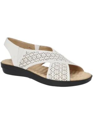 Womens Faux Leather Cushioned Footbed Slingback Sandals