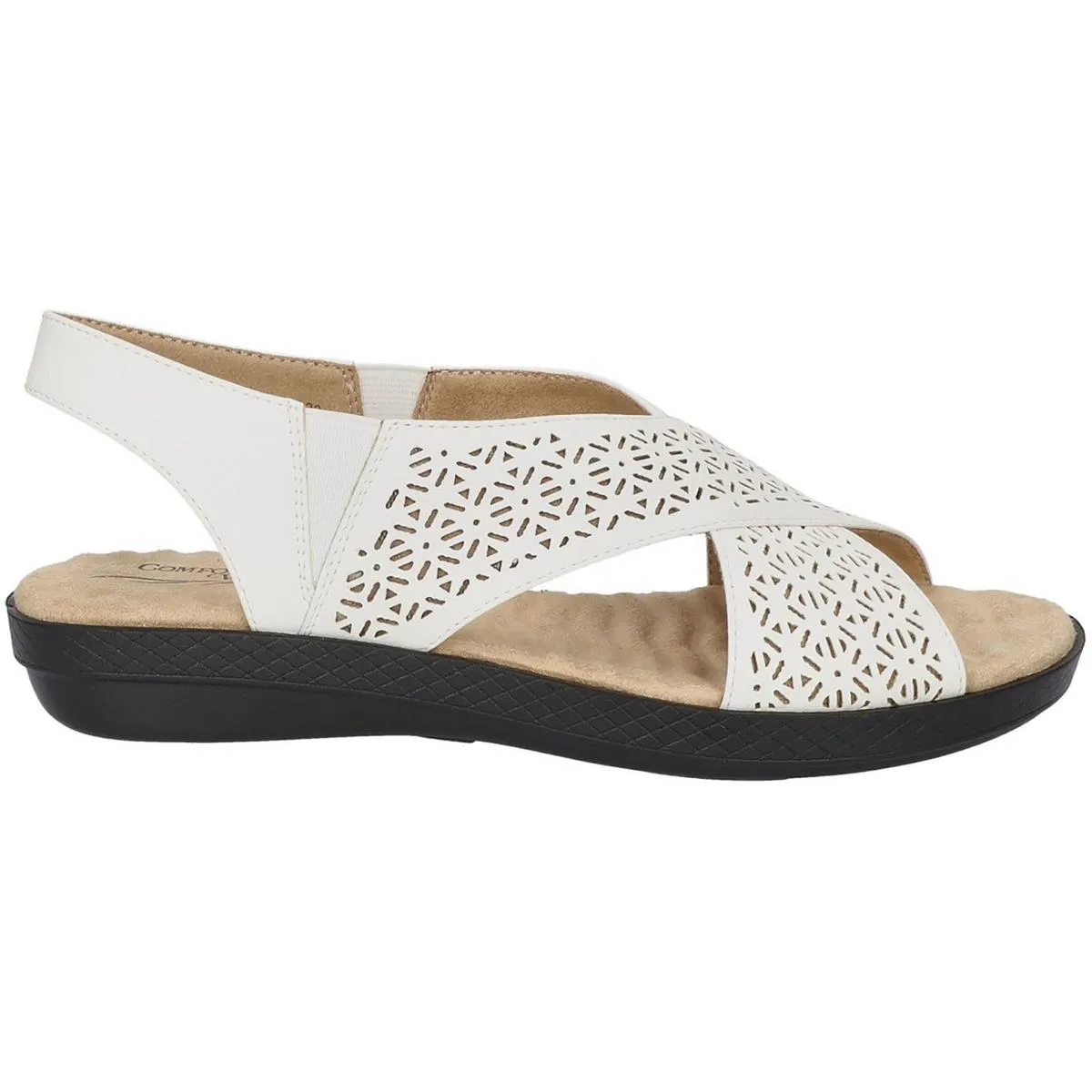 Womens Faux Leather Cushioned Footbed Slingback Sandals