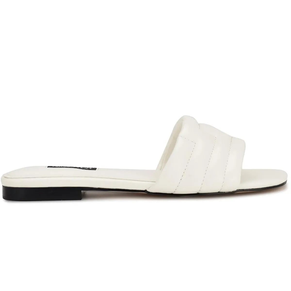 Womens Faux Leather Peep-Toe Slide Sandals