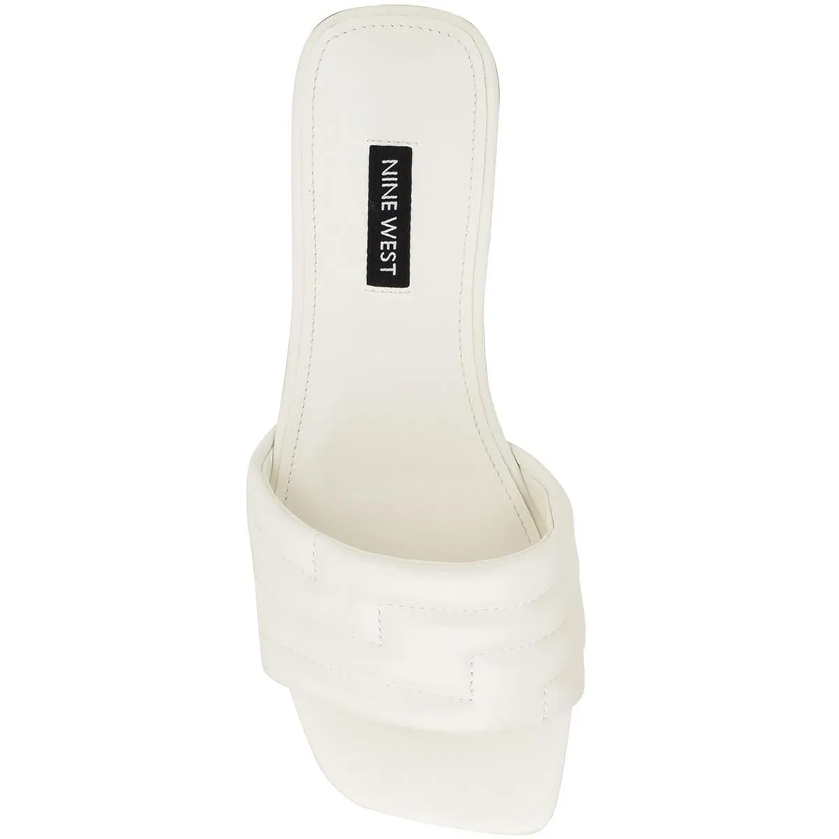 Womens Faux Leather Peep-Toe Slide Sandals