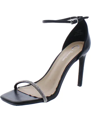 Womens Faux Leather Rhinestone Heels