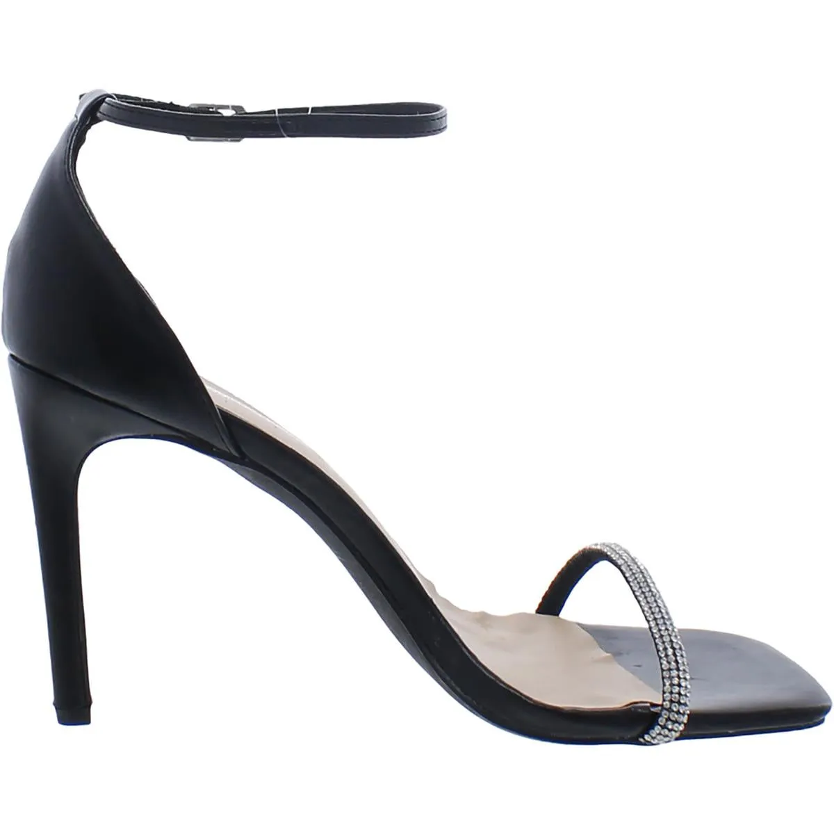 Womens Faux Leather Rhinestone Heels