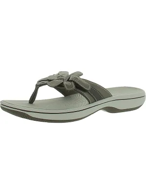 Womens Faux Leather Slip On Flip-Flops