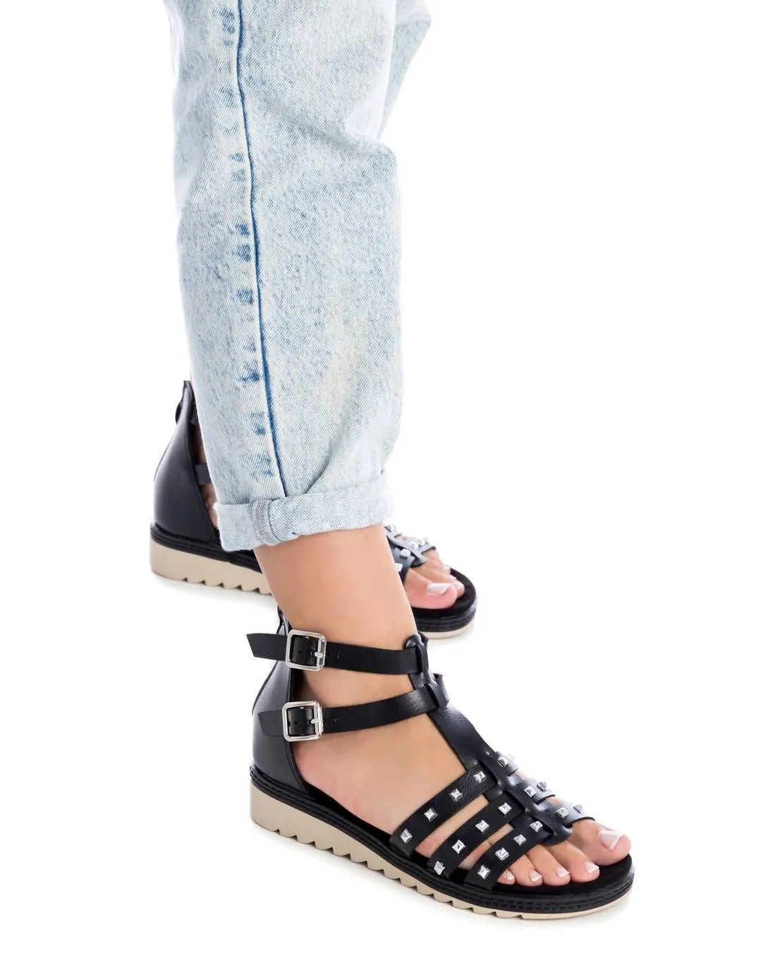 Women's Flat Sandals With Gold Studs By XTI_