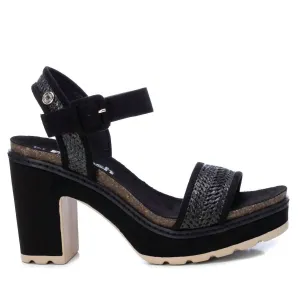 Women's Heeled Suede Sandals In Black