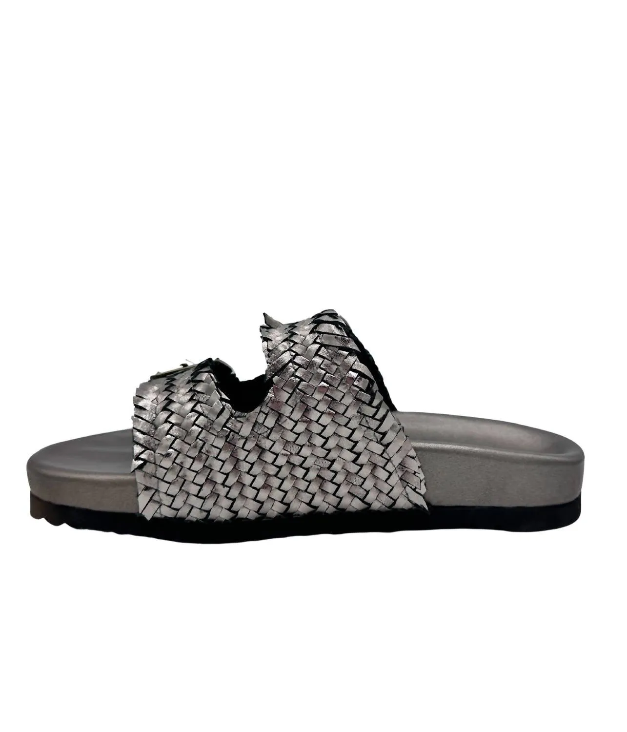 Women's Intertwine Dual Woven Strap Slide In Pewter
