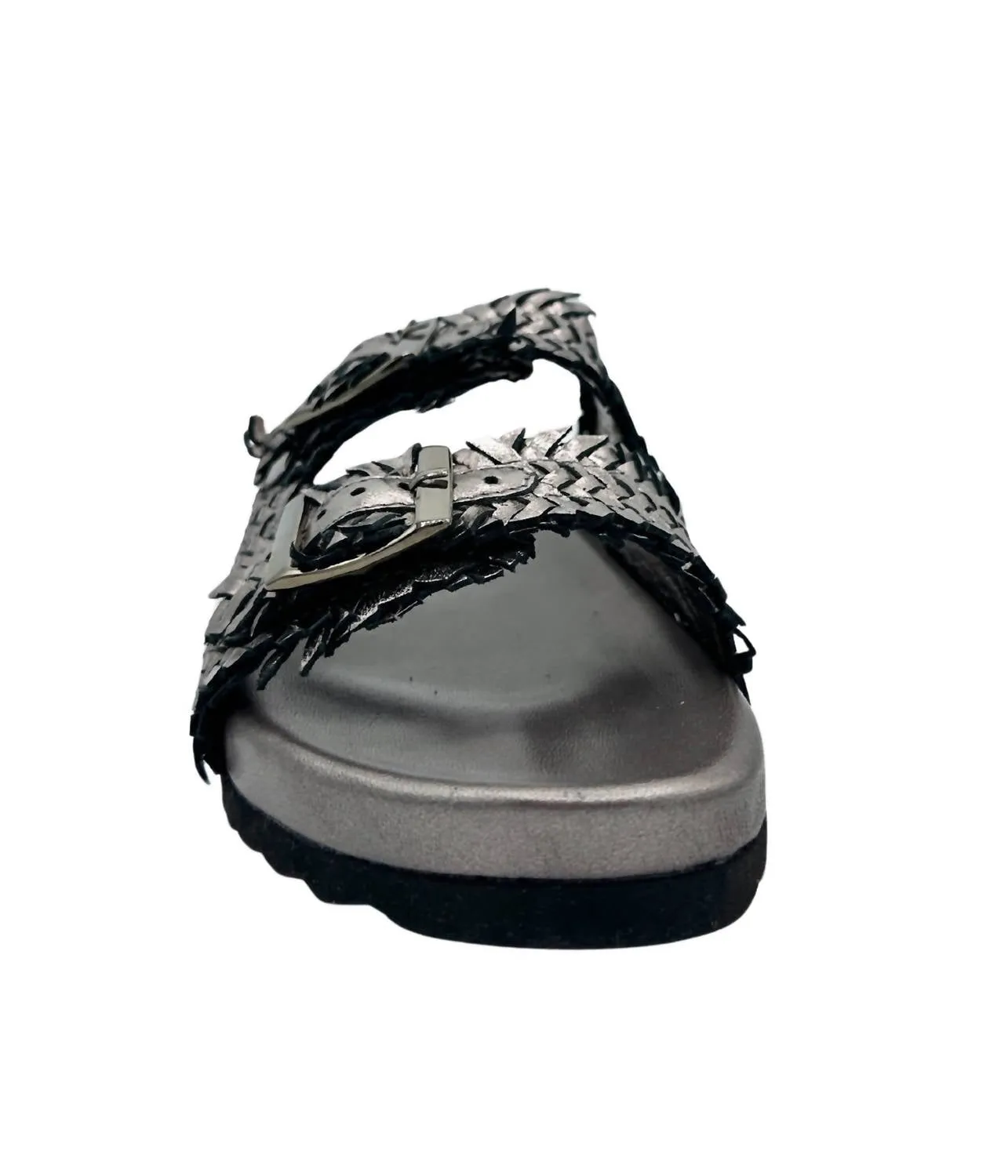 Women's Intertwine Dual Woven Strap Slide In Pewter