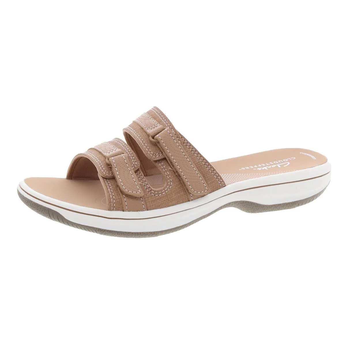 Womens Laceless Faux Leather Slide Sandals